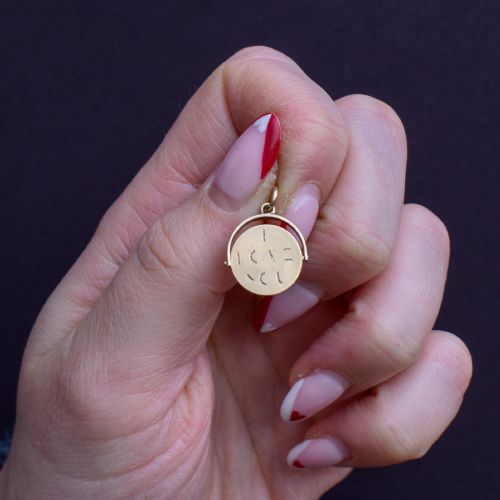 fig 1. Vintage 9ct Yellow Gold I Love You Spinning Charm Pendant