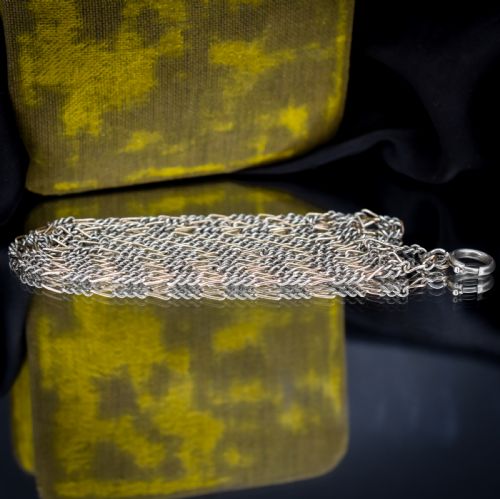 ANTIQUE FRENCH NIELLO SILVER AND GOLD FIGARO GUARD CHAIN NECKLACE 61 - ADDITIONAL PHOTO 7