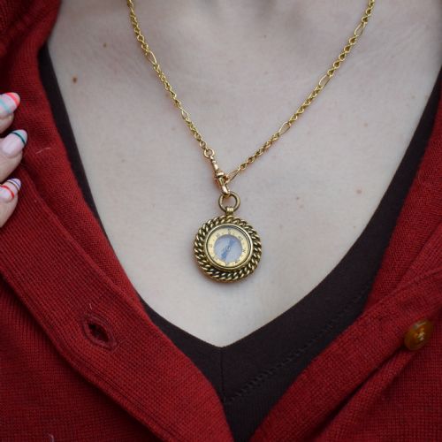ANTIQUE ROLLED GOLD COMPASS PENDANT CHARM - ADDITIONAL PHOTO 1