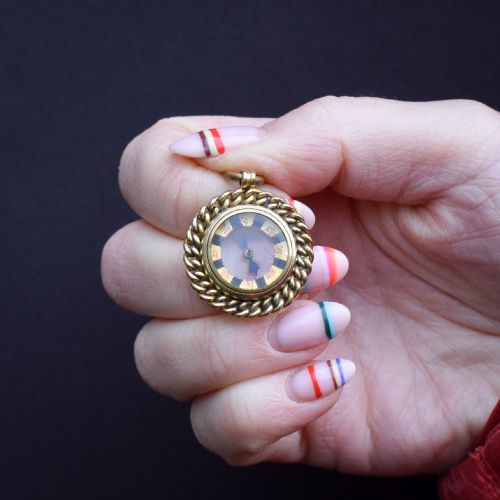 ANTIQUE ROLLED GOLD COMPASS PENDANT CHARM - ADDITIONAL PHOTO 2
