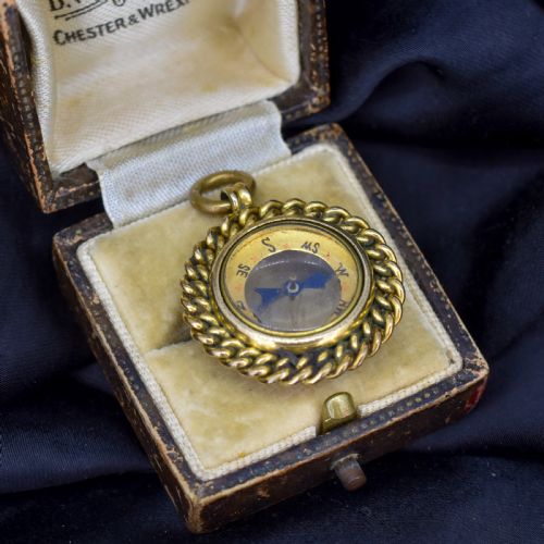 ANTIQUE ROLLED GOLD COMPASS PENDANT CHARM - ADDITIONAL PHOTO 5