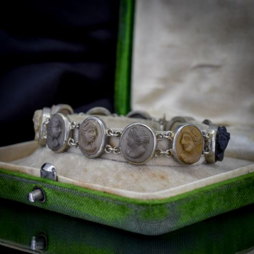 ANTIQUE VICTORIAN GRAND TOUR LAVA CAMEO PORTRAIT BRACELET 7 - ADDITIONAL PHOTO 4
