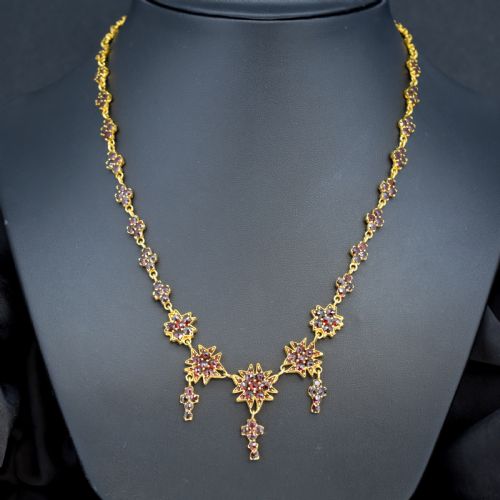 ANTIQUE 175 VICTORIAN BOHEMIAN GARNET FRINGE DROP NECKLACE - ADDITIONAL PHOTO 3