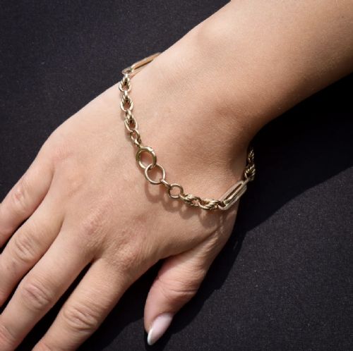 fig 1. Antique Victorian Lovers Knot Link 9ct Gold Bolt Ring Bracelet | 8.25