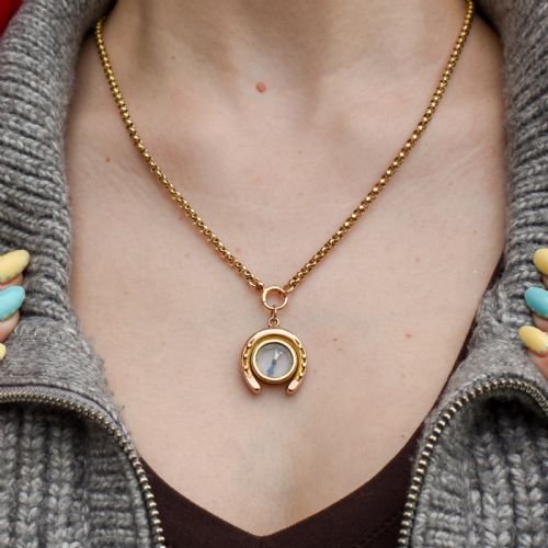 ANTIQUE 10CT GOLD HORSESHOE COMPASS PENDANT CHARM - ADDITIONAL PHOTO 2