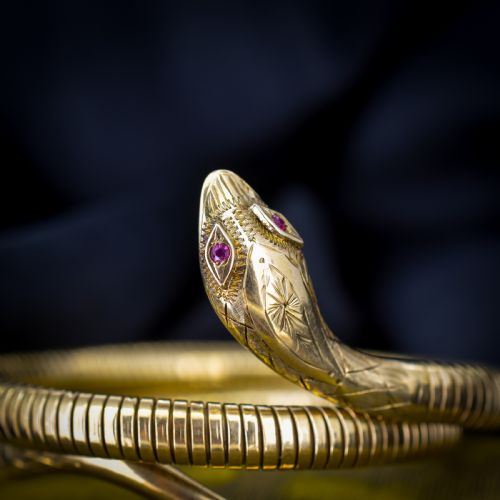 VINTAGE 9CT GOLD SNAKE SERPENT WRAP AROUND BANGLE BRACELET - ADDITIONAL PHOTO 2