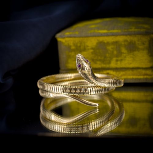 VINTAGE 9CT GOLD SNAKE SERPENT WRAP AROUND BANGLE BRACELET - ADDITIONAL PHOTO 5