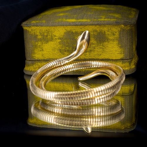 VINTAGE 9CT GOLD SNAKE SERPENT WRAP AROUND BANGLE BRACELET - ADDITIONAL PHOTO 7