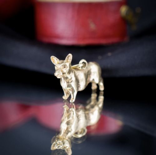 VINTAGE 9CT GOLD CORGI DOG CHARM PENDANT BIRMINGHAM 1970 - ADDITIONAL PHOTO 4
