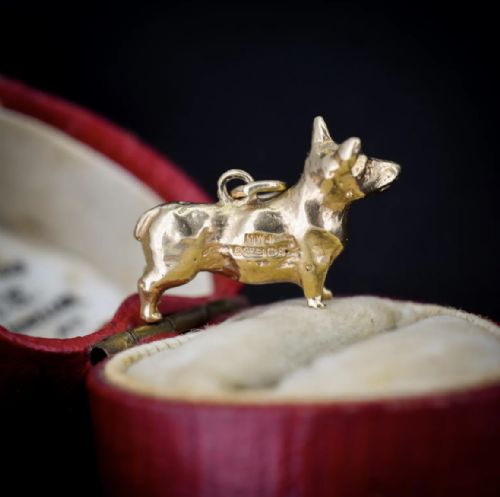VINTAGE 9CT GOLD CORGI DOG CHARM PENDANT BIRMINGHAM 1970 - ADDITIONAL PHOTO 5