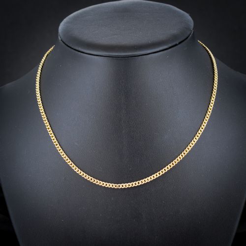 ANTIQUE 9CT GOLD FLAT CURB LINK CHAIN NECKLACE WITH BARREL CLASP 1525 - ADDITIONAL PHOTO 1