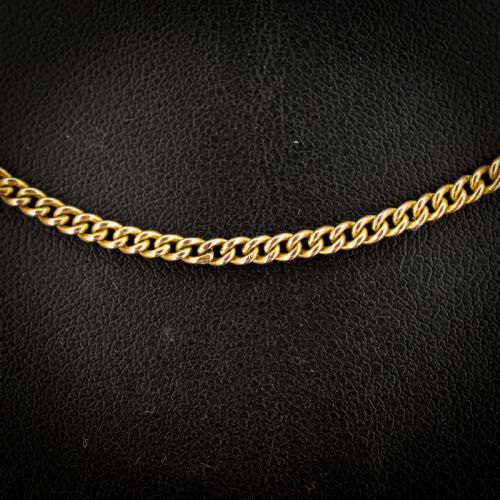 ANTIQUE 9CT GOLD FLAT CURB LINK CHAIN NECKLACE WITH BARREL CLASP 1525 - ADDITIONAL PHOTO 2