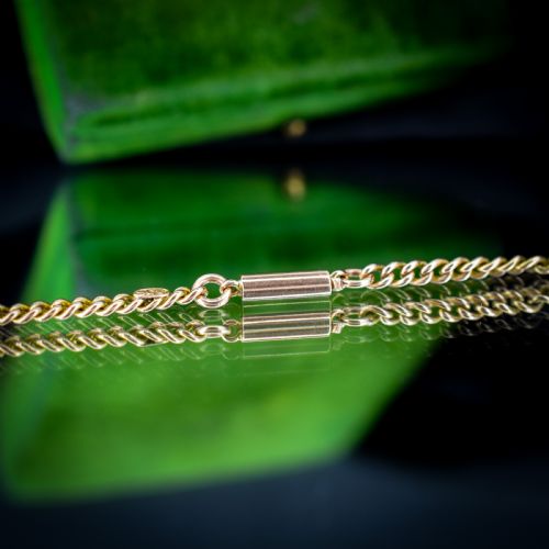 ANTIQUE 9CT GOLD FLAT CURB LINK CHAIN NECKLACE WITH BARREL CLASP 1525 - ADDITIONAL PHOTO 5