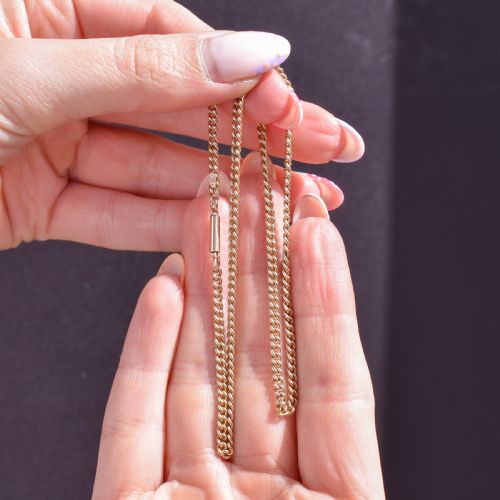 ANTIQUE 9CT GOLD FLAT CURB LINK CHAIN NECKLACE WITH BARREL CLASP 1525 - ADDITIONAL PHOTO 9