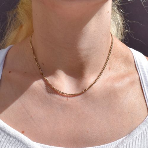 ANTIQUE 9CT GOLD FLAT CURB LINK CHAIN NECKLACE WITH BARREL CLASP 1525 - ADDITIONAL PHOTO 10