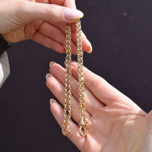 ANTIQUE 9CT YELLOW GOLD FANCY LINK CHAIN NECKLACE WITH DOG CLIP 205 - ADDITIONAL PHOTO 15
