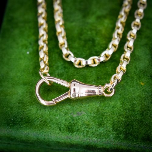 ANTIQUE 9CT YELLOW GOLD OVAL LINK CHAIN NECKLACE WITH DOG CLIP 2075 - ADDITIONAL PHOTO 1