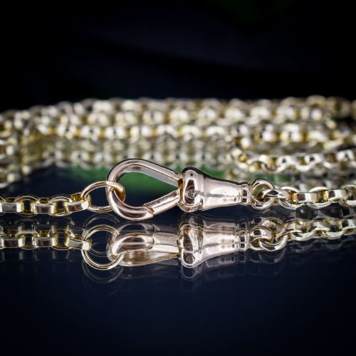 ANTIQUE 9CT YELLOW GOLD OVAL LINK CHAIN NECKLACE WITH DOG CLIP 2075 - ADDITIONAL PHOTO 2
