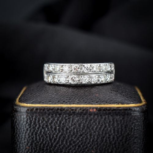 fig 2. An Art Deco double row diamond half eternity ring set in 18ct white gold with channel-set round diamonds.