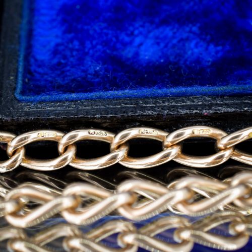 ANTIQUE 15CT GOLD OVAL LINK ALBERT WATCH CHAIN NECKLACE 1575 B'HAM 1922 - ADDITIONAL PHOTO 8