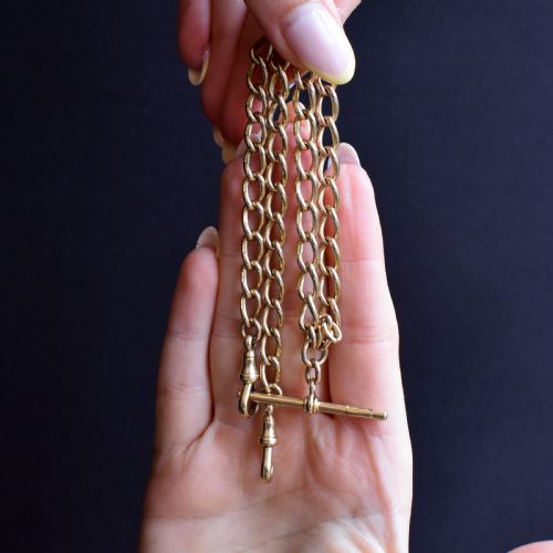 ANTIQUE 15CT GOLD OVAL LINK ALBERT WATCH CHAIN NECKLACE 1575 B'HAM 1922 - ADDITIONAL PHOTO 9