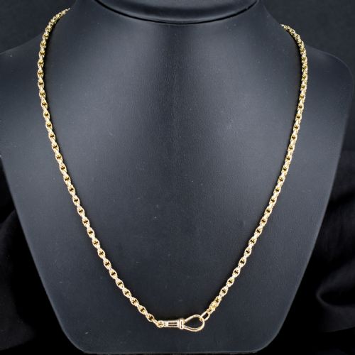 ANTIQUE 9CT YELLOW GOLD FANCY LINK CHAIN NECKLACE WITH DOG CLIP 205 - ADDITIONAL PHOTO 1