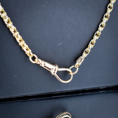 ANTIQUE 9CT YELLOW GOLD FANCY LINK CHAIN NECKLACE WITH DOG CLIP 205 - ADDITIONAL PHOTO 2