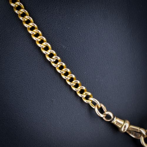 ANTIQUE 15CT YELLOW GOLD BOLT RING AND DOG CLIP ALBERT WATCH CHAIN NECKLACE 16 - ADDITIONAL PHOTO 3