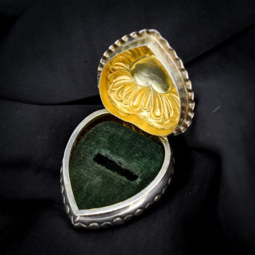 Antique Birmingham 1898 Sterling Silver Heart Jewellery Ring Box