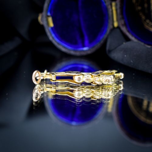 ANTIQUE 9CT GOLD 'MR PUNCH' SLIDING CHARM PENDANT - ADDITIONAL PHOTO 6
