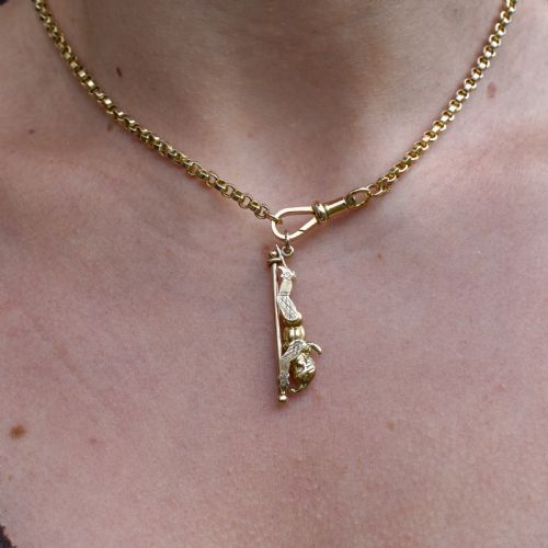 ANTIQUE 9CT GOLD 'MR PUNCH' SLIDING CHARM PENDANT - ADDITIONAL PHOTO 7