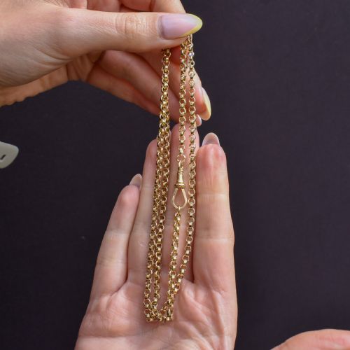ANTIQUE 9CT GOLD ROLO LINK CHAIN NECKLACE WITH SWIVEL DOG CLIP 23 - ADDITIONAL PHOTO 7