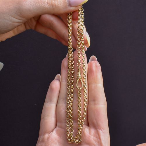 ANTIQUE 9CT GOLD ROLO LINK CHAIN NECKLACE WITH SWIVEL DOG CLIP 23 - ADDITIONAL PHOTO 8