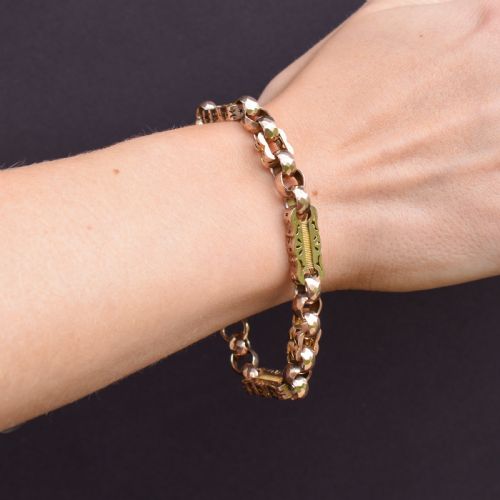 ANTIQUE FANCY LINK STARS AND BARS 9CT GOLD CHAIN BRACELET 8 - ADDITIONAL PHOTO 10