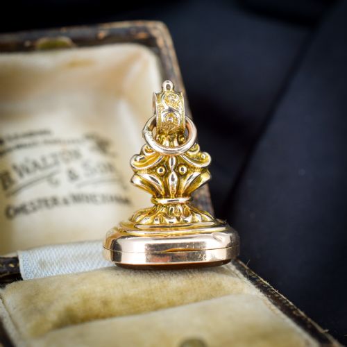 ANTIQUE EDWARDIAN CARNELIAN 9CT GOLD LOCKET FOB DATED 1910