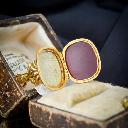 ANTIQUE EDWARDIAN CARNELIAN 9CT GOLD LOCKET FOB DATED 1910 - ADDITIONAL PHOTO 1