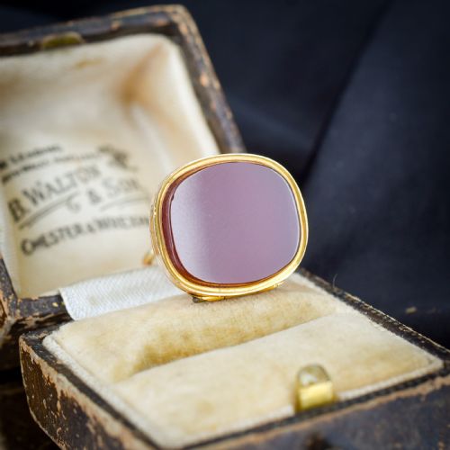 ANTIQUE EDWARDIAN CARNELIAN 9CT GOLD LOCKET FOB DATED 1910 - ADDITIONAL PHOTO 3