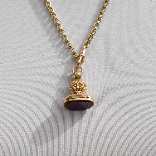 ANTIQUE EDWARDIAN CARNELIAN 9CT GOLD LOCKET FOB DATED 1910 - ADDITIONAL PHOTO 9