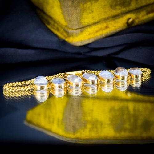 ANTIQUE 18CT GOLD GRADUATING MOONSTONE BRACELET 1027CT - ADDITIONAL PHOTO 2