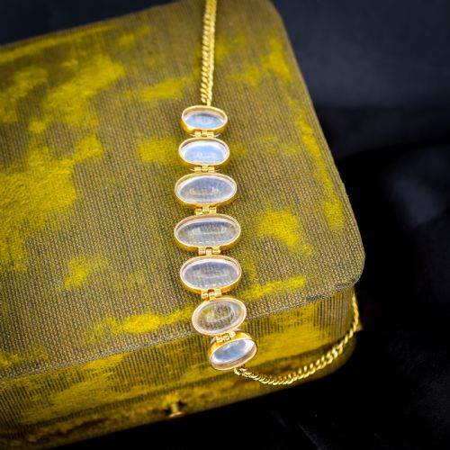 ANTIQUE 18CT GOLD GRADUATING MOONSTONE BRACELET 1027CT - ADDITIONAL PHOTO 4
