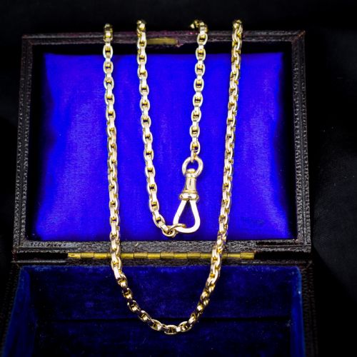 ANTIQUE VICTORIAN 9CT GOLD OVAL LINK CHAIN NECKLACE WITH DOG CLIP 2025