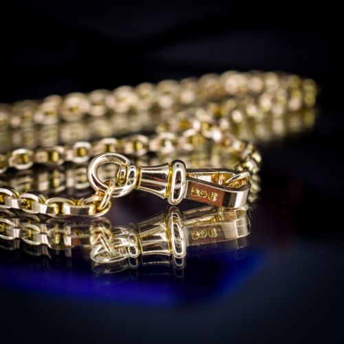 ANTIQUE VICTORIAN 9CT GOLD OVAL LINK CHAIN NECKLACE WITH DOG CLIP 2025 - ADDITIONAL PHOTO 3