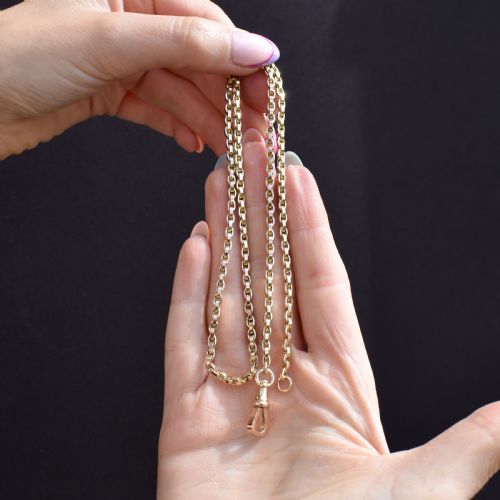 ANTIQUE VICTORIAN 9CT GOLD OVAL LINK CHAIN NECKLACE WITH DOG CLIP 2025 - ADDITIONAL PHOTO 6