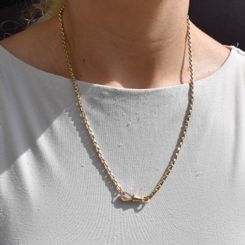ANTIQUE VICTORIAN 9CT GOLD OVAL LINK CHAIN NECKLACE WITH DOG CLIP 2025 - ADDITIONAL PHOTO 9