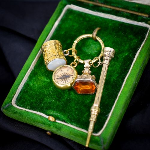 ANTIQUE CHARMS ON AN ENGRAVED SPLIT RING - ADDITIONAL PHOTO 4