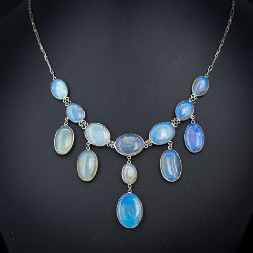 ANTIQUE EDWARDIAN OPAL FRINGE FESTOON NECKLACE 16