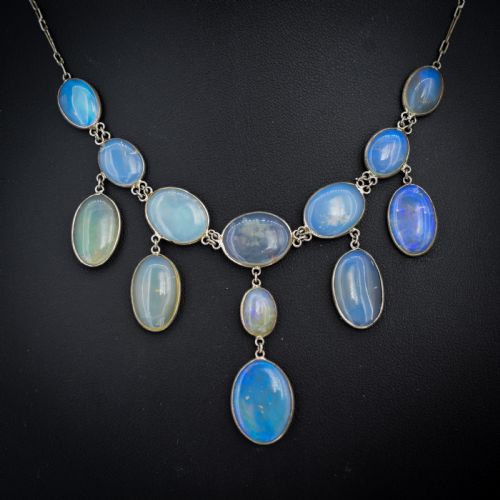 ANTIQUE EDWARDIAN OPAL FRINGE FESTOON NECKLACE 16 - ADDITIONAL PHOTO 2