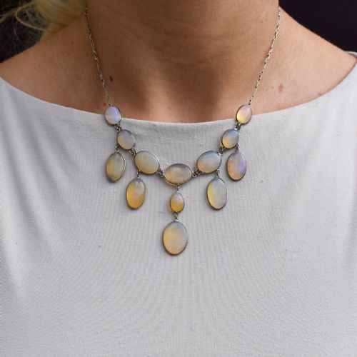 ANTIQUE EDWARDIAN OPAL FRINGE FESTOON NECKLACE 16 - ADDITIONAL PHOTO 8
