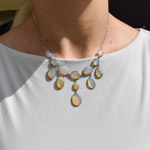 ANTIQUE EDWARDIAN OPAL FRINGE FESTOON NECKLACE 16 - ADDITIONAL PHOTO 9