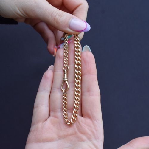 ANTIQUE 9CT GOLD CURB LINK DOG CLIP BRACELET 775 - ADDITIONAL PHOTO 9